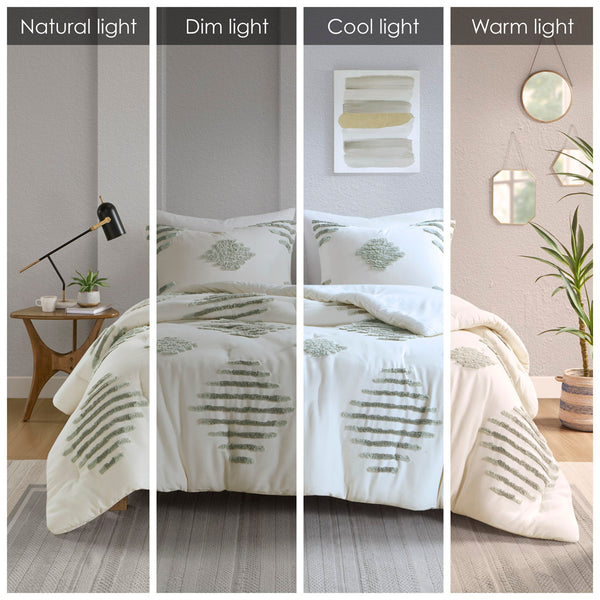 English Elm King/Cal King Tahli Cotton Blend Chenille Comforter Set - Tufted Texture, Hypoallergenic, OEKO-TEX Certified, Machine Washable B035128815