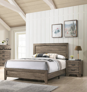 English Elm 1pc Transitional Nightstand with 2 Drawers Rustic Weathered Finish Metal Hardware Cozy Bedroom Accent Gray 24.3 L x 19.4 W x 26.6 H B011P144710