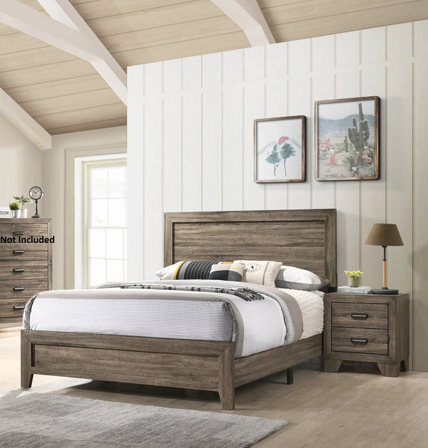 English Elm 1pc Transitional Nightstand with 2 Drawers Rustic Weathered Finish Metal Hardware Cozy Bedroom Accent Gray 24.3 L x 19.4 W x 26.6 H B011P144710