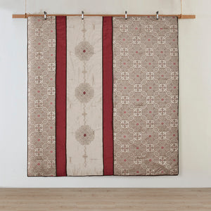 English Elm King Donovan 7-Piece Red Jacquard Comforter Set with Embroidered Taupe Accents, Pillows & Bedskirt B03597222