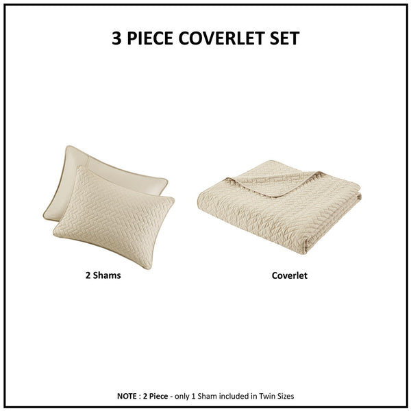 English Elm Queen Hampton Hill Velvet Touch Oversized Quilted 3-Piece Set — Plush Herringbone, Brushed Softness, Machine Washable B035129011