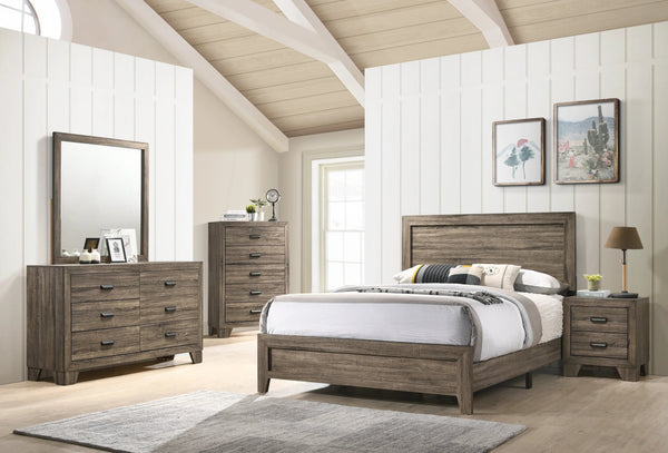 English Elm Grey Contemporary Queen Bed Frame in Durable Wood Finish — Chic, Low-Maintenance Design for Master or Guest Rooms Grey 66.5 L x 27.95 W x 5.51 H B011P174710