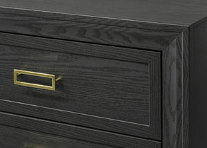 English Elm Glamorous Modern 2-Drawer Nightstand Black with Gold Hardware — Elegant Bedside Storage, 21.7x17x23.6" B011P144711