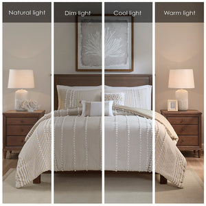 English Elm Full/Queen Harbor House Anslee 3-Piece Cotton Yarn-Dyed Duvet Set — Taupe Stripe Chenille, OEKO-TEX Certified Comfortable Luxury B03595780