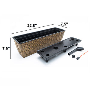 English Elm 2-Pack Hand-Woven Self-Watering Rectangle Planters - Eco-Friendly Wicker For Indoor & Outdoor Use B046P144633