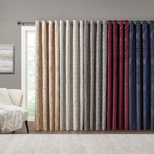 English Elm Knitted SunSmart Mirage Jacquard Damask Total Blackout Curtain Panel Pair 2-Pack Champagne 50x84" B035129803