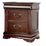 English Elm Traditional Style Cherry 1 Piece Nightstand Only Solid Wood 2-Drawers Hidden Top Drawer Intricate Accents Bedside Table Bedroom