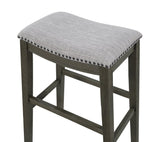 Set of 2 Gray Fabric Saddle Stools, 29