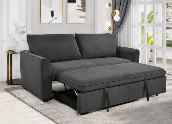 English Elm 78 Convertible 3-in-1 Sleeper Sofa Bed with Easy Pull-Out Hidden Mattress, Compact Modern Loveseat Dark Gray W1417131880