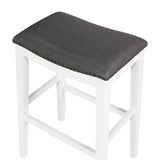 Set of 2 White/Dark Gray Pu Saddle Stools, 29