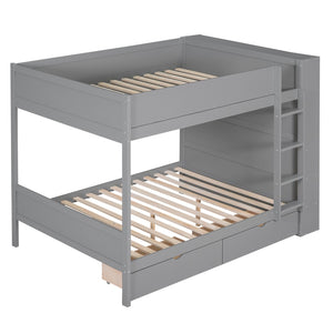 English Elm Full Over Bunk Bed with Built-in Drawers Cabinet Pinewood Kids Bedroom Gray LT000769AAE