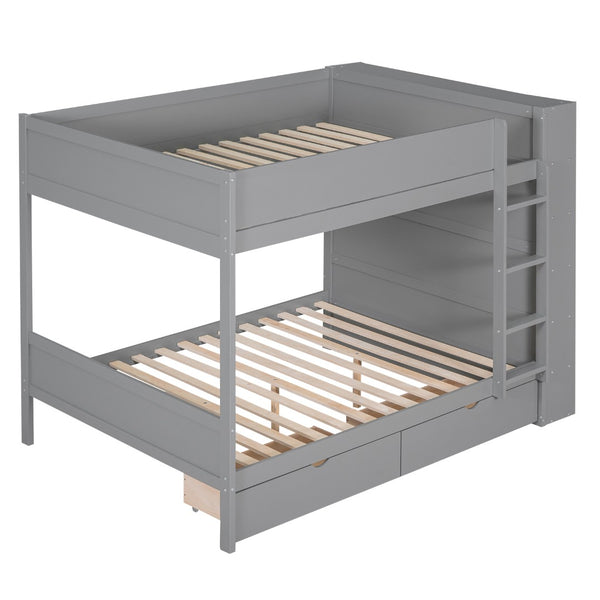 English Elm Full Over Bunk Bed with Built-in Drawers Cabinet Pinewood Kids Bedroom Gray LT000769AAE