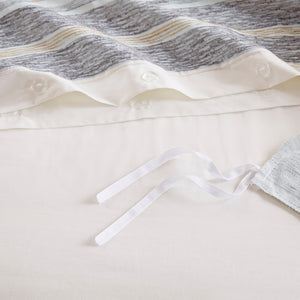 English Elm Oversized Madison Park Signature Oasis Chenille Jacquard Striped Duvet Set with Euro Shams & Pillows Charcoal 18.9 L x 22.83 W x 16.14 H B035128974