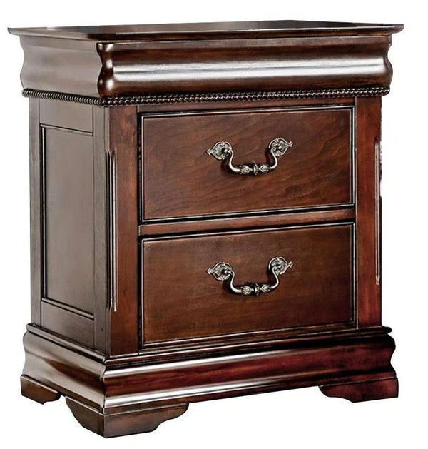 English Elm Traditional Cherry Solid Wood Nightstand with Felt-Lined Hidden Top Drawer, Pewter Pulls, Intricate English Styling, 26"W x 28"H B011P144697