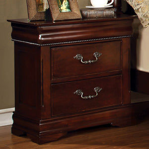 English Elm Traditional Style Cherry 1 Piece Nightstand Only Solid Wood 2-Drawers Hidden Top Drawer Intricate Accents Bedside Table Bedroom