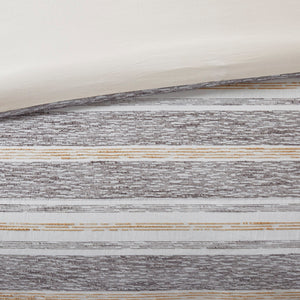 English Elm Oversized Madison Park Signature Oasis Chenille Jacquard Striped Duvet Set with Euro Shams & Pillows Charcoal 18.9 L x 22.83 W x 16.14 H B035128974