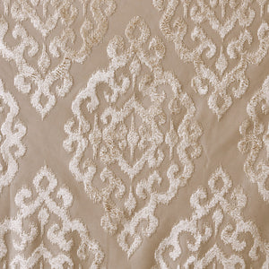 English Elm Knitted SunSmart Mirage Jacquard Damask Total Blackout Curtain Panel Pair 2-Pack Champagne 50x84" B035129803