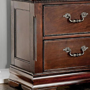 English Elm Traditional Cherry Solid Wood Nightstand with Felt-Lined Hidden Top Drawer, Pewter Pulls, Intricate English Styling, 26"W x 28"H B011P144697
