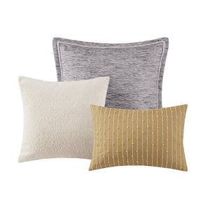 English Elm Oversized Madison Park Signature Oasis Chenille Jacquard Striped Duvet Set with Euro Shams & Pillows Charcoal 18.9 L x 22.83 W x 16.14 H B035128974