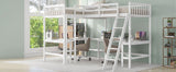 Hearth and Haven Wood Twin Size L-Shaped Loft Bed with Ladder and 2 Built-In L-Shaped Desks GX000444AAK
