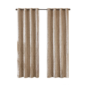 English Elm Knitted SunSmart Mirage Jacquard Damask Total Blackout Curtain Panel Pair 2-Pack Champagne 50x84" B035129803