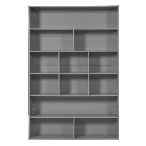 English Elm Twin Over Kids Bunk Bed Pinewood Frame with Built-in Drawers and Cabinet Storage Gray LT000768AAE