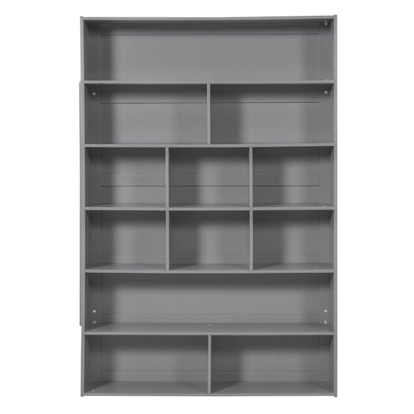 English Elm Twin Over Kids Bunk Bed Pinewood Frame with Built-in Drawers and Cabinet Storage Gray LT000768AAE