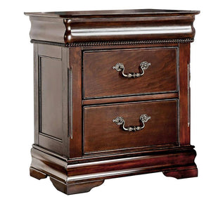 English Elm Traditional Cherry Solid Wood Nightstand with Felt-Lined Hidden Top Drawer, Pewter Pulls, Intricate English Styling, 26"W x 28"H B011P144697
