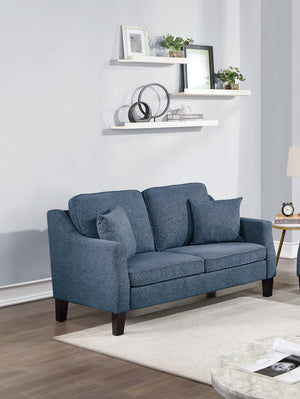 English Elm 2pc Blended Chenille Sofa and Loveseat Set in Navy Blue - Plush Pillowy Backs, Firm Seats, Modern Comfort B011S00643