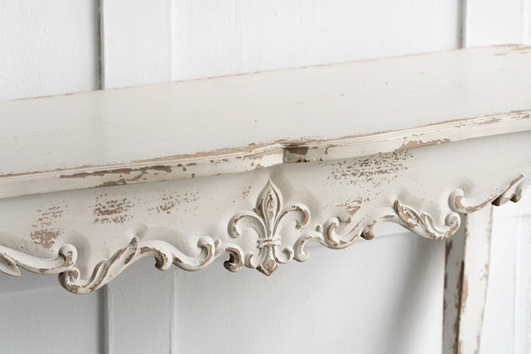 English Elm 46" Whitewash Console Table Rococo Carved Medallion Queen Anne Legs Entryway W2078P144747