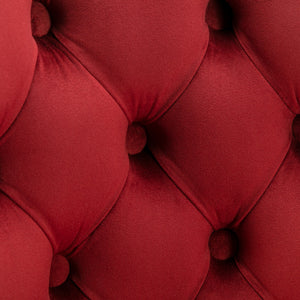 English Elm Swivel Velvet Barstools with Tufted Back and Chrome Base, Adjustable 25-33" Height, 360° Comfort Burgundy W1143124782