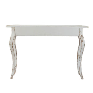 English Elm 46" Whitewash Console Table Rococo Carved Medallion Queen Anne Legs Entryway W2078P144747