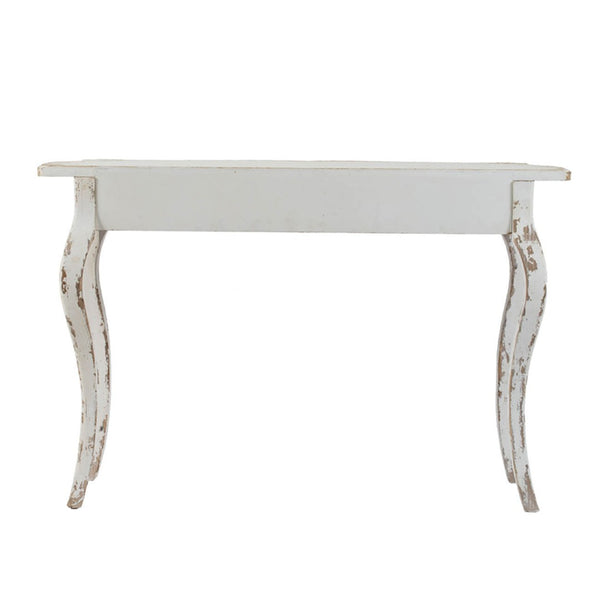 English Elm 46" Whitewash Console Table Rococo Carved Medallion Queen Anne Legs Entryway W2078P144747