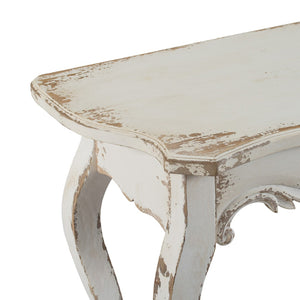 English Elm 46" Whitewash Console Table Rococo Carved Medallion Queen Anne Legs Entryway W2078P144747