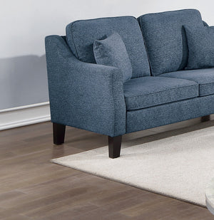 English Elm 2pc Blended Chenille Sofa and Loveseat Set in Navy Blue - Plush Pillowy Backs, Firm Seats, Modern Comfort B011S00643