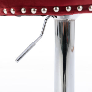 English Elm Swivel Velvet Barstools with Tufted Back and Chrome Base, Adjustable 25-33" Height, 360° Comfort Burgundy W1143124782