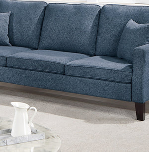 English Elm 2pc Blended Chenille Sofa and Loveseat Set in Navy Blue - Plush Pillowy Backs, Firm Seats, Modern Comfort B011S00643