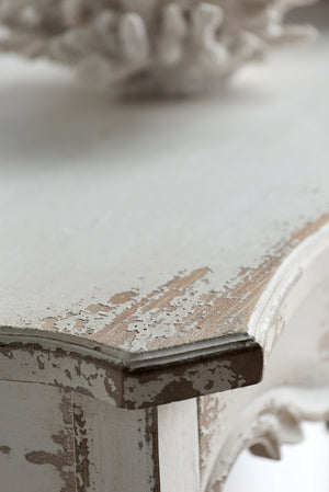 English Elm 46" Whitewash Console Table Rococo Carved Medallion Queen Anne Legs Entryway W2078P144747