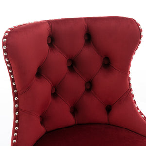 English Elm Swivel Velvet Barstools Adjustable 25–33" Seat Height, Tufted Back, Chrome Base, Modern Pub Comfort Burgundy W1143124782