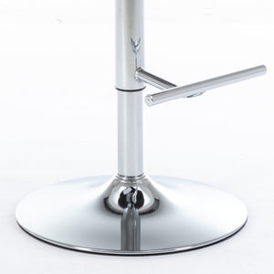 English Elm Swivel Velvet Tufted Barstool with Hand-Pulled Buttons, Adjustable 25–33" Height, Chrome Base Durable Gray W1143P309419