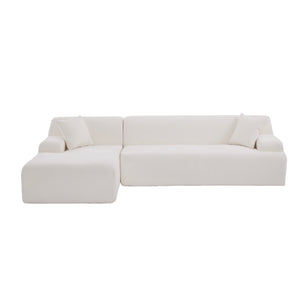 Hearth and Haven Troy 2-Piece Chenille L-Shape Modular Sectional Sofa, Beige WY000356AAA