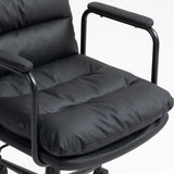 English Elm Office Chair,Mid Back Home Office Desk Task Chair With Wheels and Arms Ergonomic Pu Leather Computer Rolling Swivel Chair With Padded Armrest,The Back Of The Chair Can Recline 40° (Black)