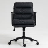 Hearth and Haven Office Chair, Mid Back Home Office Desk Task Chair with Wheels and Arms Ergonomic Leatherette Leather Computer Rolling Swivel Chair with Padded Armrest, The Back Of The Chair Can Recline 40° W1143133924