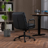 English Elm Office Chair,Mid Back Home Office Desk Task Chair With Wheels and Arms Ergonomic Pu Leather Computer Rolling Swivel Chair With Padded Armrest,The Back Of The Chair Can Recline 40° (Black)