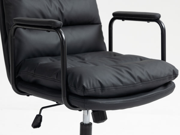 English Elm Office Mid Back Ergonomic Desk Chair with Double Sponge Cushion, 40° Recline, Stable Wide Base Black W1143133924