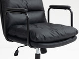 English Elm Office Chair,Mid Back Home Office Desk Task Chair With Wheels and Arms Ergonomic Pu Leather Computer Rolling Swivel Chair With Padded Armrest,The Back Of The Chair Can Recline 40° (Black)