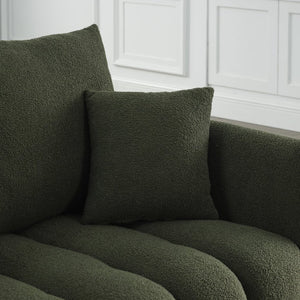 English Elm [video] Mh Plush Teddy Velvet 3-seat Sofa Solid Wood Frame High-resilience Foam Living Room Green W1193S00192