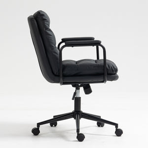 English Elm Office Ergonomic Mid-Back Chair with Double Sponge Cushion, Recline 40° and Padded Armrests for Comfort and Stability Black W1143133924