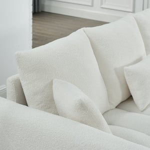 English Elm [video] MH 81" Premium Teddy Fabric Sofa 3-Seater with 3 Cushions, Solid Wood Frame, 750lb Capacity W1193S00157