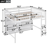 Hearth and Haven Vision Full Size Loft Bed with 8 Open Storage Shelves and Built-in Ladder, White GX001034AAK